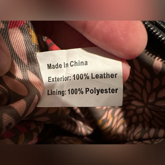 Lodis BLACK PEBBLED LEATHER  SHOULDER BAG TOTE Floral Interior - Picture 12 of 16